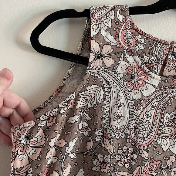 Tommy Hilfiger Women 4P Paisley Linen Blend Sleeveless Ruffle Hem Shift Dress - Picture 7 of 12